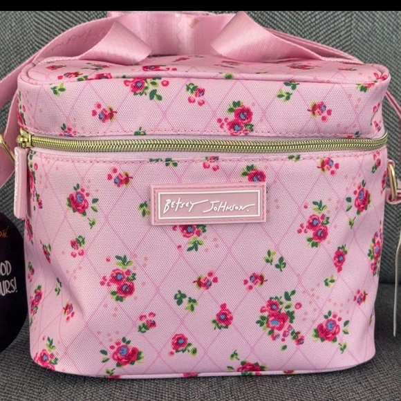 Betsey Johnson Handbags - Betsey Johnson Pink Floral Quilted Cosmetic Case